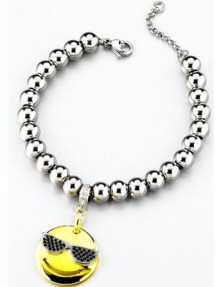 SALDI Bracciale acciaio DIMMIjewels Emoticons - Smile Sei troppo figo DM-SMTF