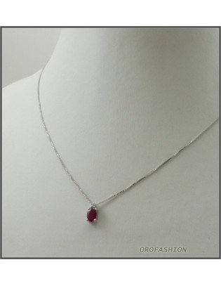Girocollo in oro bianco 18kt con rubino naturale e diamanti - 10121510