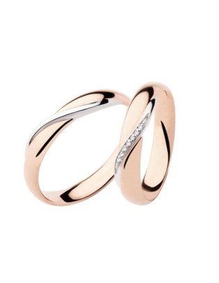 Fede nuziale POLELLO in Oro Bianco e Rosa 18kt - D2892UBR