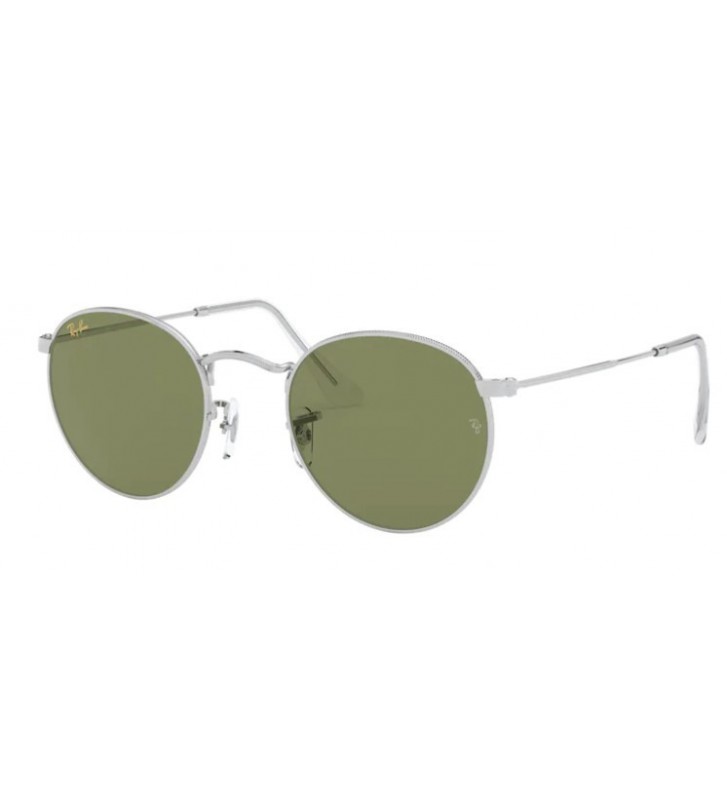 Occhiali sole Ray Ban ROUND METAL RB3447 9198/4E 50 Silver Green Bottle