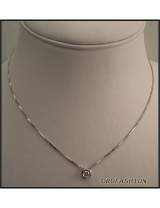 Girocollo in oro bianco diamante solitario Valore 480