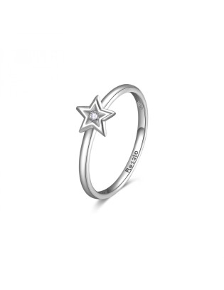 Saldi Anello ROSATO STORIE in argento  RZA027C Mis. 16 Stella Silv...
