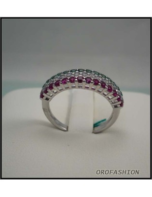 Anello oro bianco 18kt effetto diamanti pietre 1305118