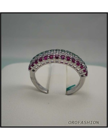 Anello oro bianco 18kt effetto diamanti pietre 1305118