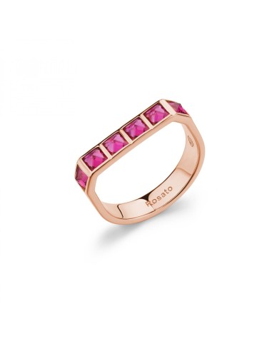 Saldi Anello ROSATO Cubica in Argento 925 - RZCU96C Mis. 16 Rose Go...