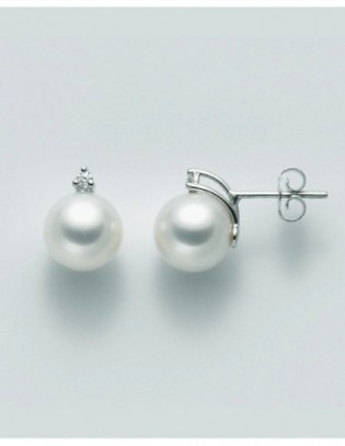 Orecchini MILUNA oro bianco 18kt con perle e diamanti PPR775BM_005 ...