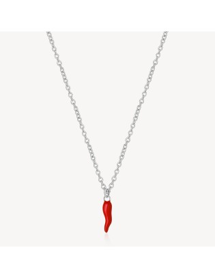 Collana BROSWAY CHAKRA in acciaio 316L BHKN089 Cornetto Rosso  a so...