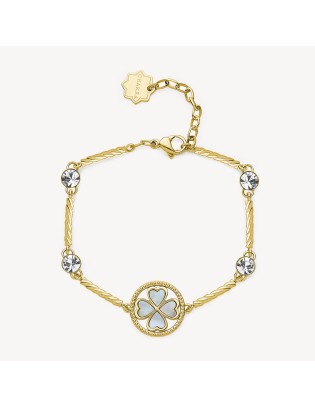 Bracciale BROSWAY CHAKRA in acciaio 316L dorato BHKB152 Quadrifogli...