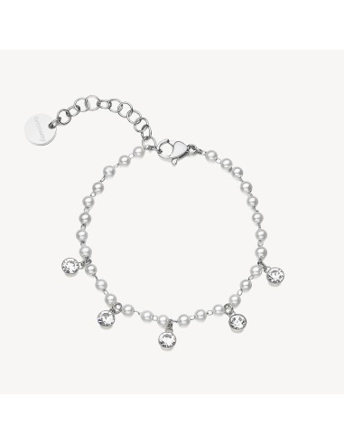 Bracciale BROSWAY CHANT in acciaio cristalli e perle 316L BAH87  a ...