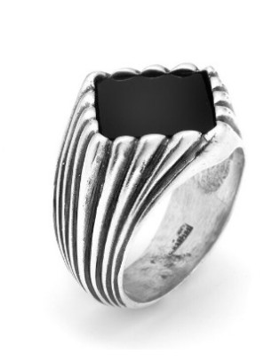 Anello GIOVANNI RASPINI in argento 925 rigato e Onice 11316/24 Misura 24