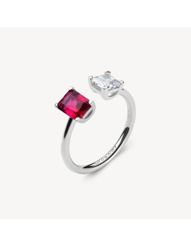 Anello BROSWAY FANCY in argento 925 e cubic zirconia ruby FPR10B Mi...