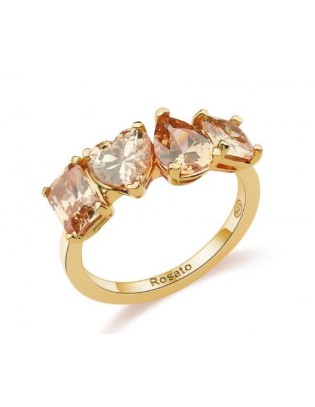 Anello ROSATO in argento 925 placcato oro e cubic zirconia champagn...