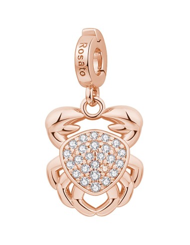 Charm ROSATO in argento 925 placcato oro rosa e cubic zirconia RZ19...
