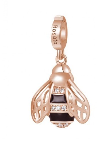 Charm ROSATO in argento 925 placcato oro rosa e cubic zirconia RZ18...