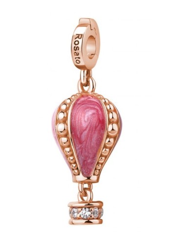 Charm ROSATO in argento 925 placcato oro rosa e cubic zirconia RZ20...