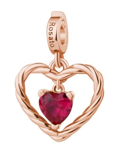 Charm ROSATO in argento 925 placcato oro rosa e cubic zirconia RZ21...
