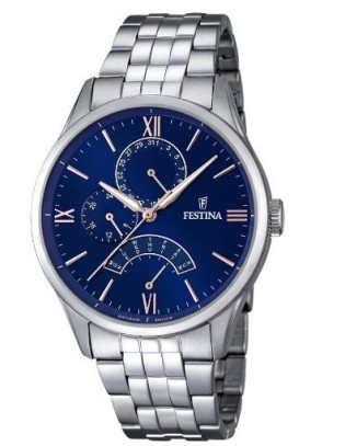 Orologio FESTINA Retro Gent Multifunzione Stainless Steel F16822/3 Silver Blue