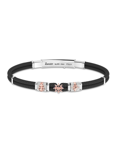 Bracciale ZANCAN Uomo in kevlar con elementi nautici in oro rosa ESB274-NE Nero