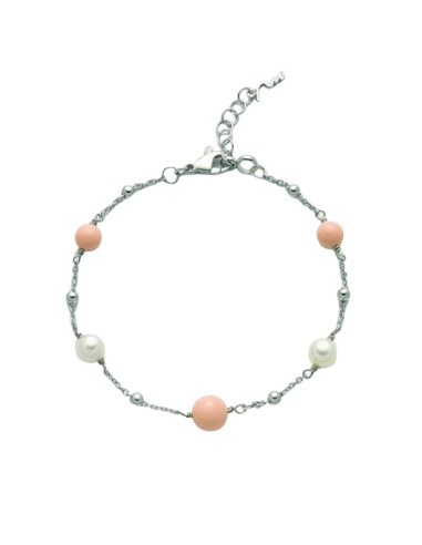Acquista Bracciale MILUNA Terra e Mare in argento 925 perle e coral...