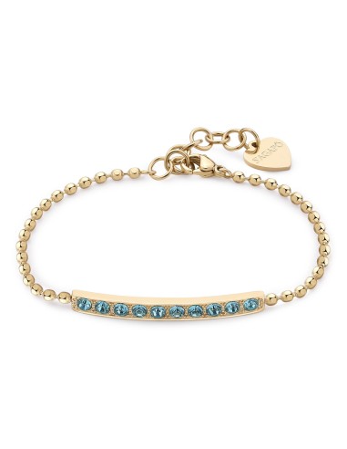 Bracciale S'AGAPO' DAZZLY in Acciaio 316L dorato SDZ18 Aqua bohemic...