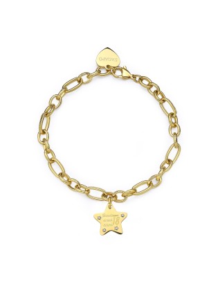 Bracciale S'AGAPO' BE MY FAMILY in Acciaio 316L dorato SBY025 Brind...