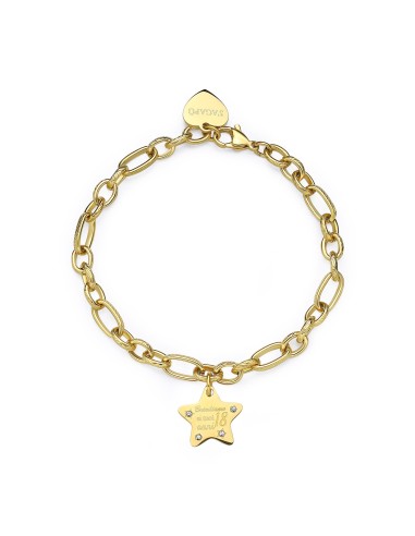 Bracciale S'AGAPO' BE MY FAMILY in Acciaio 316L dorato SBY025 Brind...