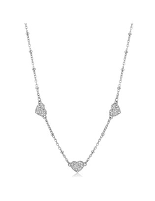 Collana S'AGAPO' AURORA in Acciaio 316L SAR38 Cuori e Cristalli onl...