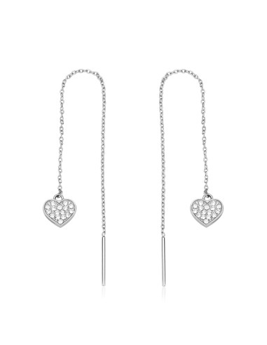 Orecchini pendenti S'AGAPO' AURORA in Acciaio 316L SAR52 Cuori e Cr...