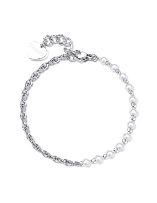 Bracciale S'AGAPO' CHUNKY in Acciaio 316L SHK67 Catena corda e perl...