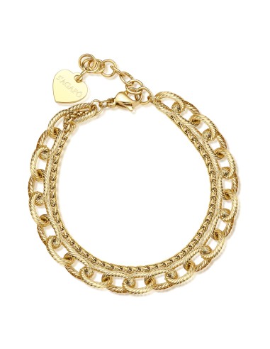 Bracciale doppio filo S'AGAPO' CHUNKY in Acciaio 316L dorato SHK66 ...