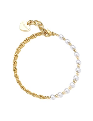 Bracciale S'AGAPO' CHUNKY in Acciaio 316L dorato SHK68 Catena corda...