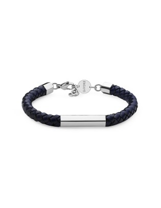 Bracciale S'AGAPO' Uomo RIPPLE Acciaio 316L e pelle SRP73 Blu only ...