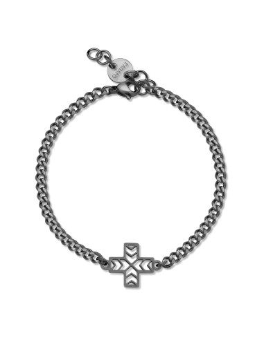 Bracciale S'AGAPO' Uomo REBEL Acciaio 316L SRB15 Ruthenium Croce on...