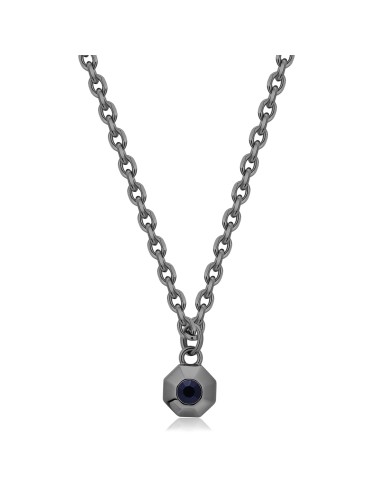 Collana S'AGAPO' Uomo SNAP Acciaio 316L SNP02 Ruthenium Ottagono on...