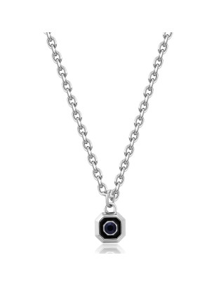 Collana S'AGAPO' Uomo SNAP Acciaio 316L SNP03 Ottagono e Cristallo ...