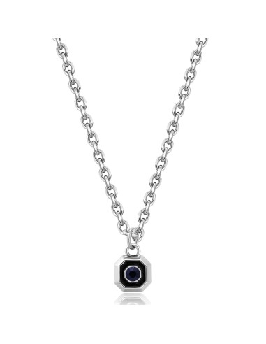 Collana S'AGAPO' Uomo SNAP Acciaio 316L SNP03 Ottagono e Cristallo ...