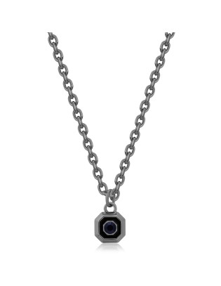 Collana S'AGAPO' Uomo SNAP Acciaio 316L SNP04 Ruthenium Ottagono e ...