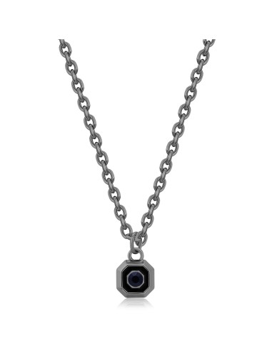 Collana S'AGAPO' Uomo SNAP Acciaio 316L SNP04 Ruthenium Ottagono e ...