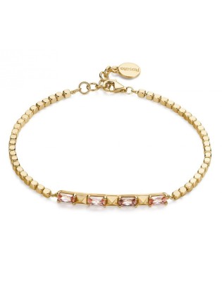 SALDI Bracciale ROSATO in argento 925 dorato e cubic zirconia champ...