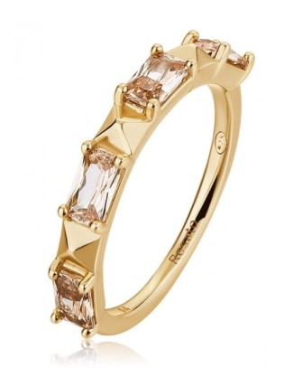 SALDI Anello ROSATO in argento 925 dorato e cubic zirconia champagn...