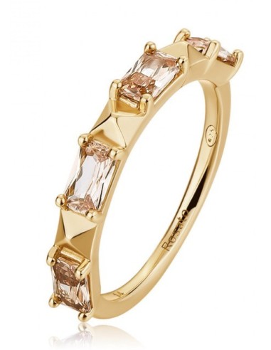 SALDI Anello ROSATO in argento 925 dorato e cubic zirconia champagn...