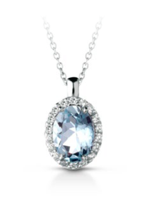 Girocollo in oro bianco 18Kt con diamante e acqua marina B-CIOHARMO...