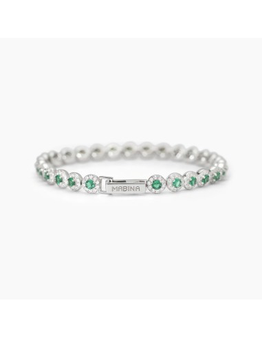 Bracciale tennis MABINA Milanesienne 533824-17 in argento e smerald...