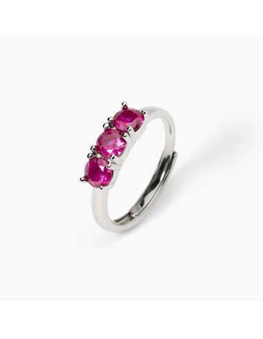 Anello regolabile MABINA Trilogy 523389 in argento e 3 rubini sinte...