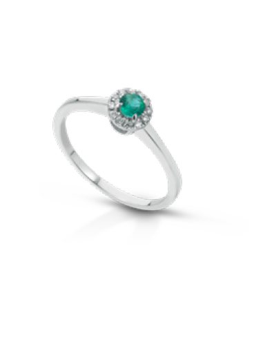 Acquista Anello in oro bianco 18Kt con diamanti e smeraldi B-ANTANG...