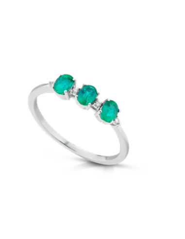 Acquista Anello in oro bianco 18Kt con diamanti e smeraldi F-ANTSMA...