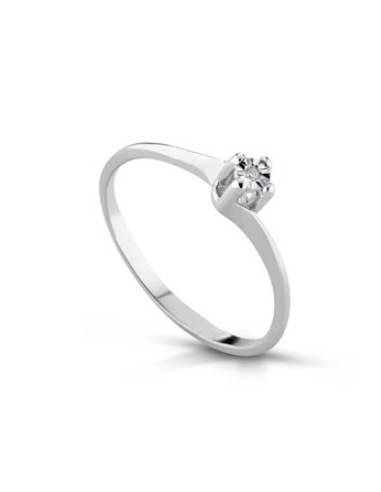 Anello in oro bianco 18Kt solitario con diamanti naturali F-ANS2040...