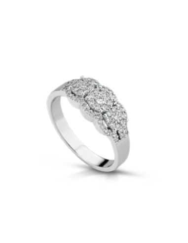 Anello in oro bianco 18Kt fantasia con diamanti naturali F-ANTECLIP...