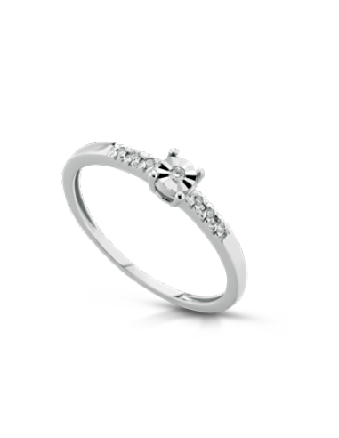 Acquista Anello in oro bianco 18Kt solitario con diamanti naturali ...