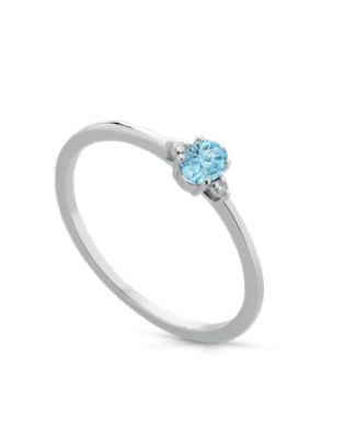 Acquista Anello in oro bianco 18Kt con diamanti e acqua marina F-AN...